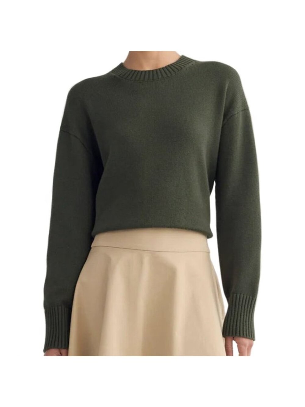 Everlane The Boxy Sweater in Everyday Cotton in Dark Green Size Small NWT